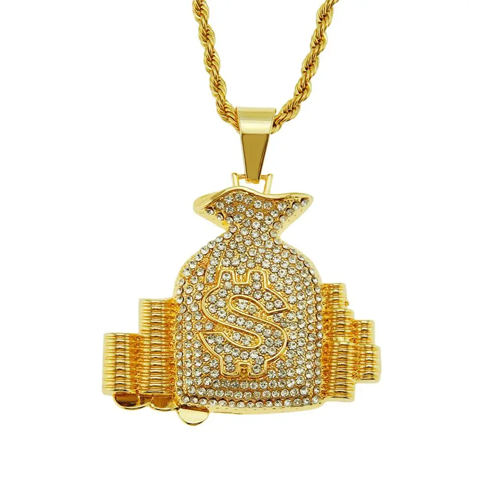 В европейском и американском стиле хип-хоп Знака Доллара мешок денег кулон