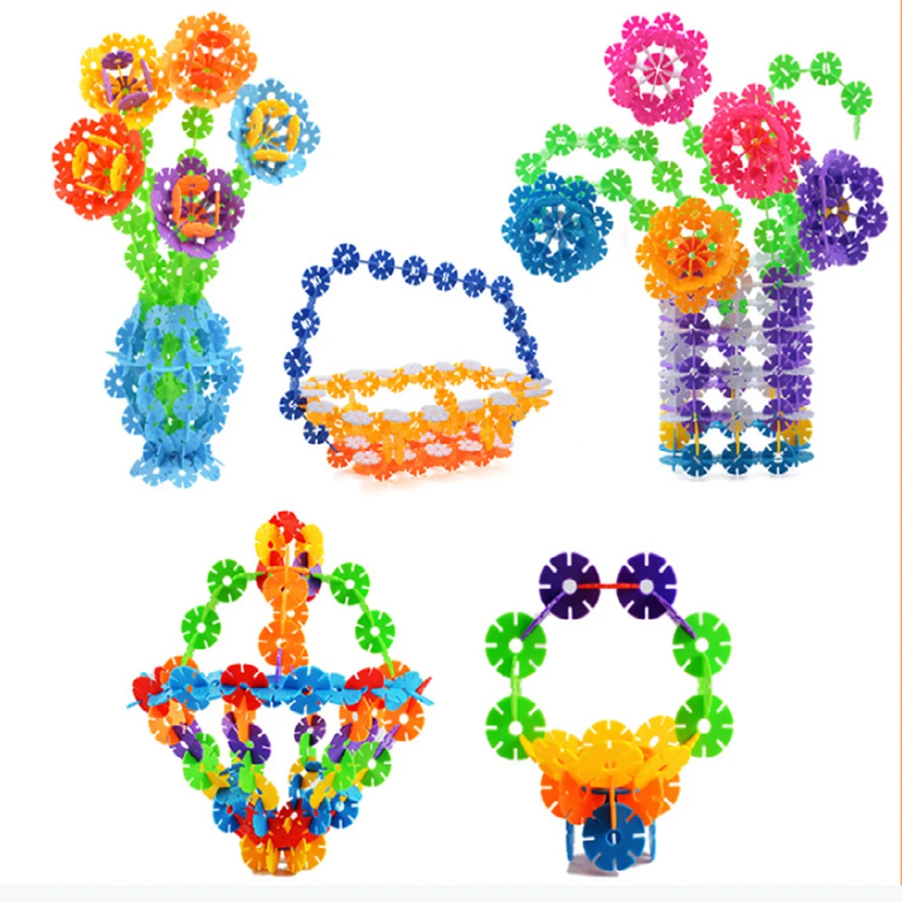 

Children's Snowflake Plastic Building Blocks For 1-3-6 Year Old Toys