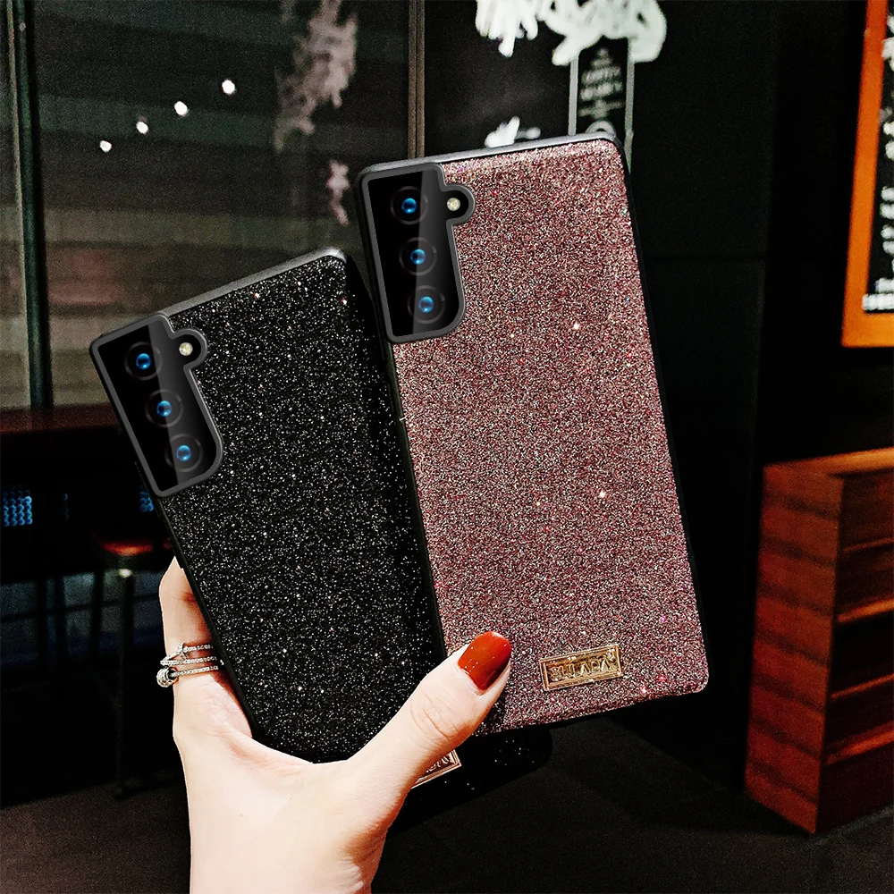 

Glitter Bling Shining Phone Case For Samsung Galaxy S21 Ultra Plus Fashion Flash Shockproof Shiny Shell Back Cover