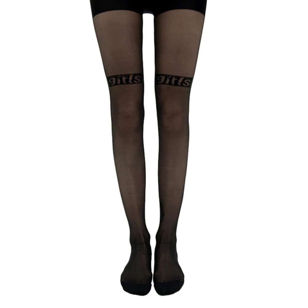 Сексуальные чулки черные женские колготки выше колена с надписью|Чулки| |