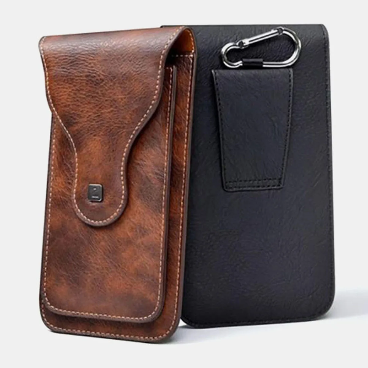

2020 Vintage Men Belt Clip Holster Faux Leather Universal Vertical 6.5inch Phone Pouch for iPhone for Samsung Note Waist Bag