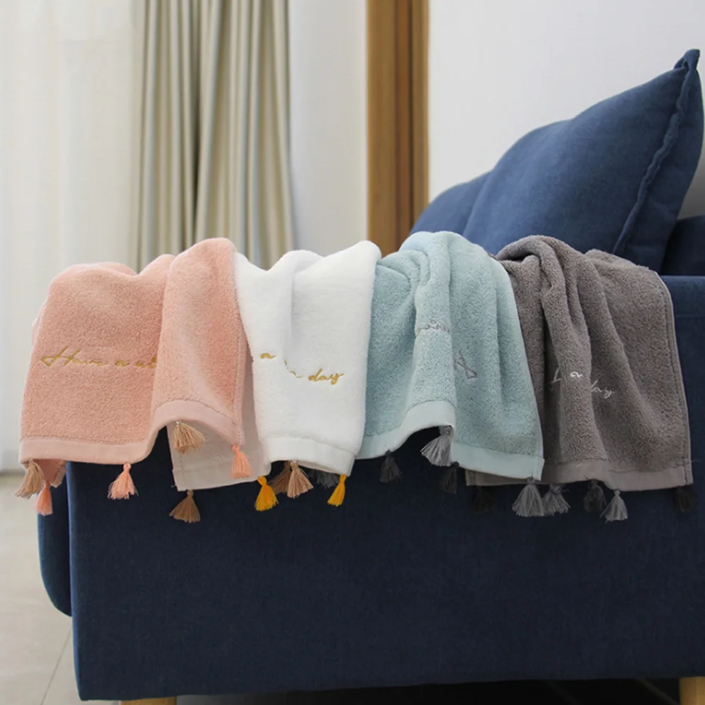 

Бытовое Хлопковое полотенце с вышивкой и кисточками для пары, банное полотенце для ванной комнаты для взрослых, удобное приятное для кожи в...
