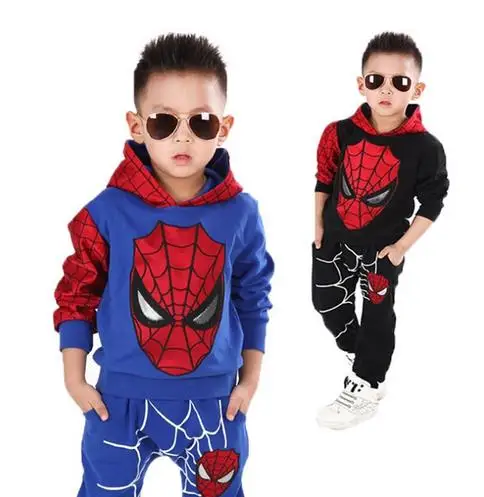 

Kids Comic Classic Spider-boy Costume Sports suit 2 pieces set Tracksuits boys Clothing sets Coat Pant for 2-7 years old child