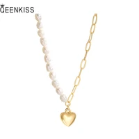 qeenkiss nc755 fine jewelry wholesale fashion trendy woman birthday wedding gift asymmetric heart 18kt gold pendant necklace
