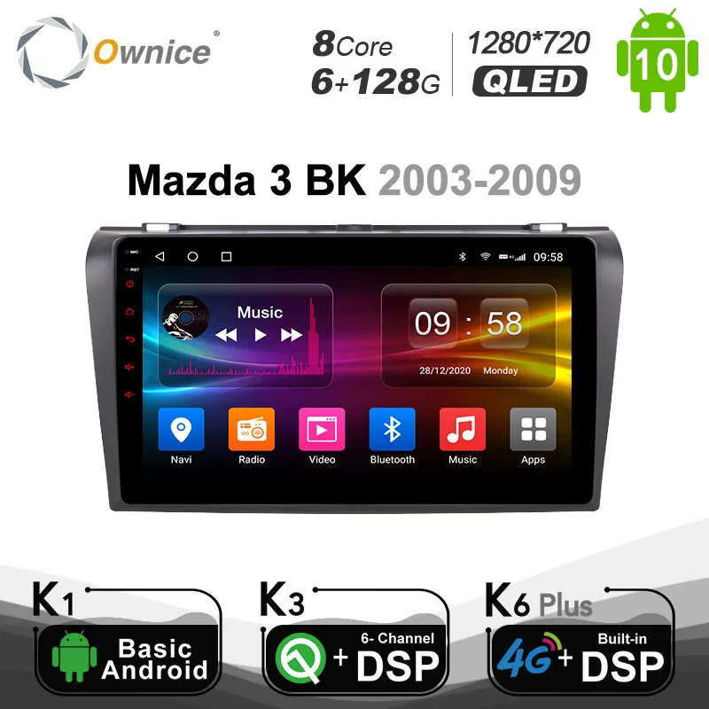 Автомобильный DVD плеер GPS навигатор 8 ядер 6 ГБ + 128 Гб Android 10 0 для Mazda 3 2007 2012 4G LTE