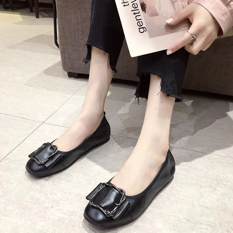 Балетки женские из натуральной кожи повседневные туфли на платформе криперы