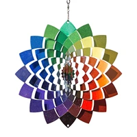 colorful wind spinner 3d dynamic rotating wind chime outdoor garden flower shaped wind catcher yard hanging decoration