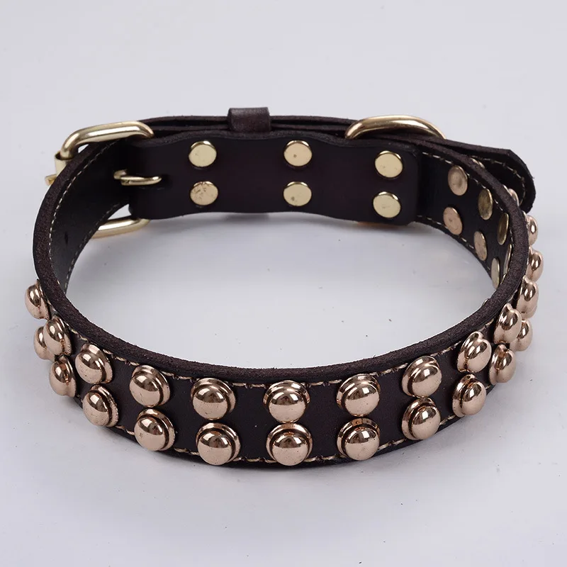 

Pet Dogs Collar Retro Golden Rivet Studded Leather Pet Collar Dog bib dog leashfor Small Medium Large Dogs Spiked Neck Strap