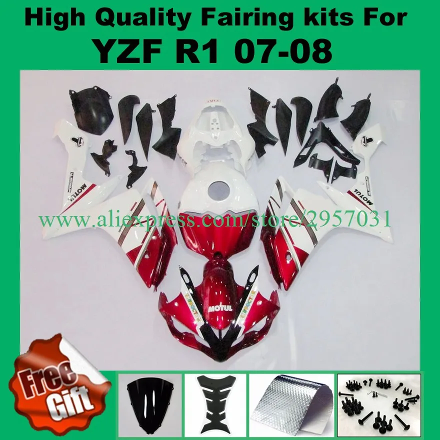 

Free Screws+gifts Fairings Best For Yamaha YZF R1 07 08 2007 2008 Motorcycle Full Fairing Kit Bodywork Cowling Red White