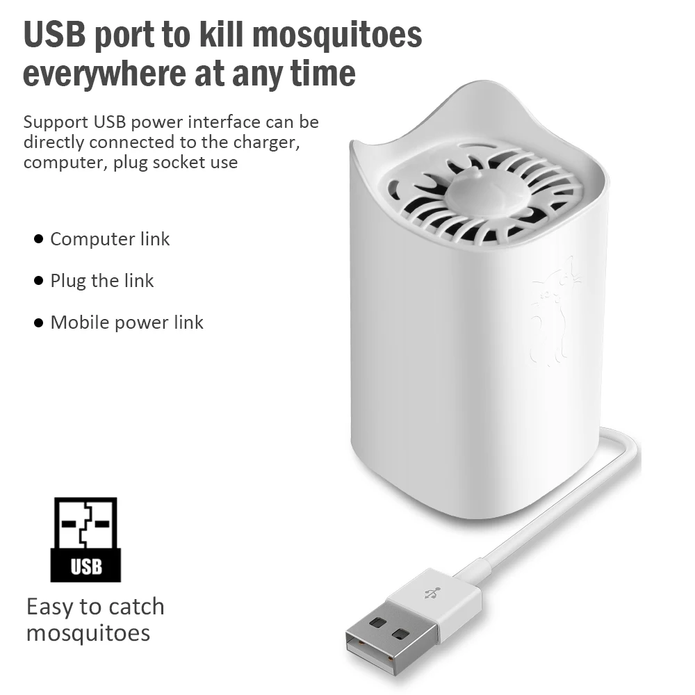 Cute Mosquito Killer Lamp LED USB Electric Silent Indoor & Outdoor Anti Flying Trap Repellent Light Physical Bug Zapper | Лампы и