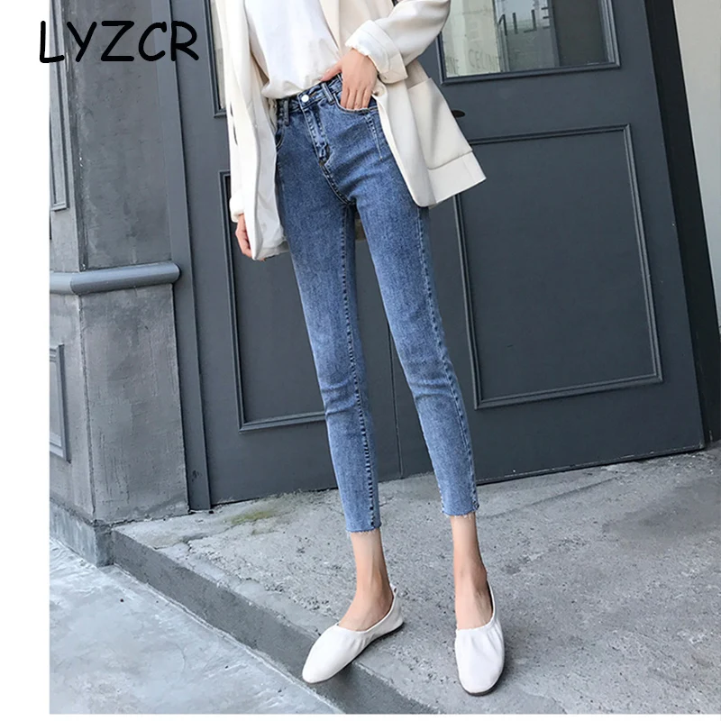 Женские узкие джинсы с завышенной талией LYZCR винтажные джинсы-скинни для женщин