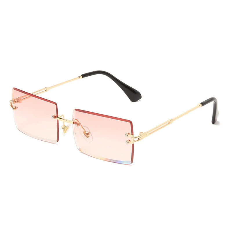 

New Design Candy Color Rimless Square Sunglasses For Women Fashion Classic Summer Beach Metal UV400 Ladies Sun Glasses De Sol