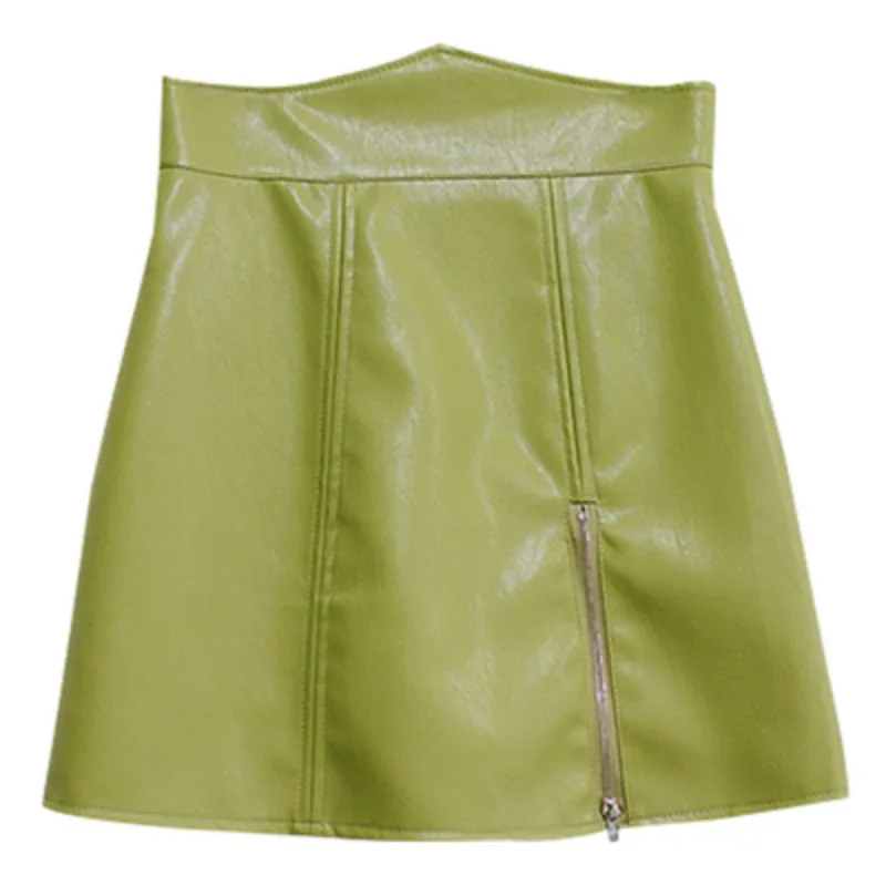 Осень 2020 популярная кожаная юбка женская сумка с высокой талией фартук трапеция