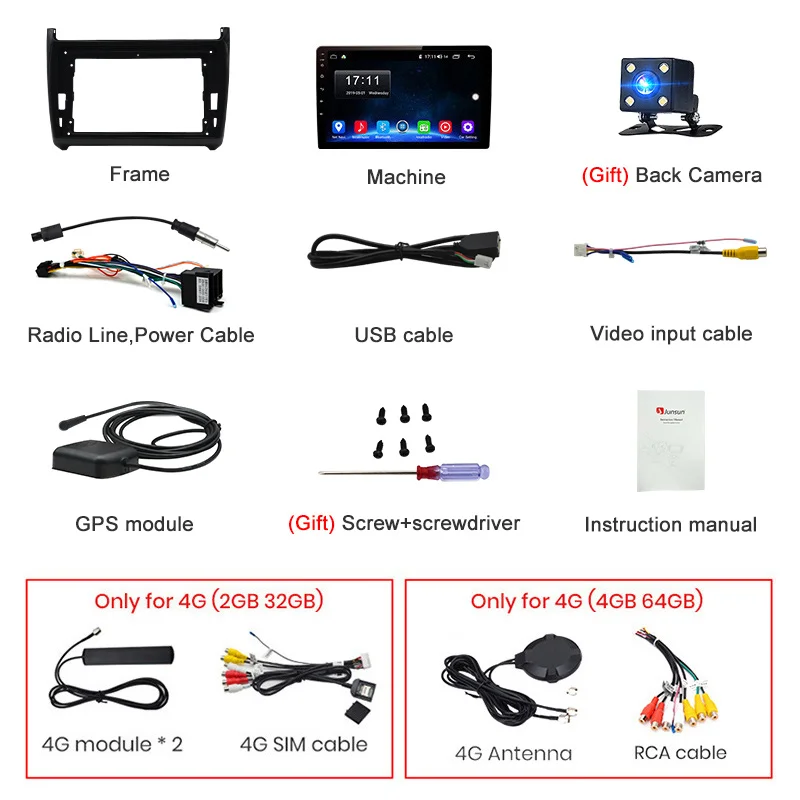 Junsun V1 pro 4G+ 64G CarPlay Android 9,0 DSP для POLO 2009- автомобильный Радио мультимедийный видеоплеер навигация gps RDS 2 din dvd