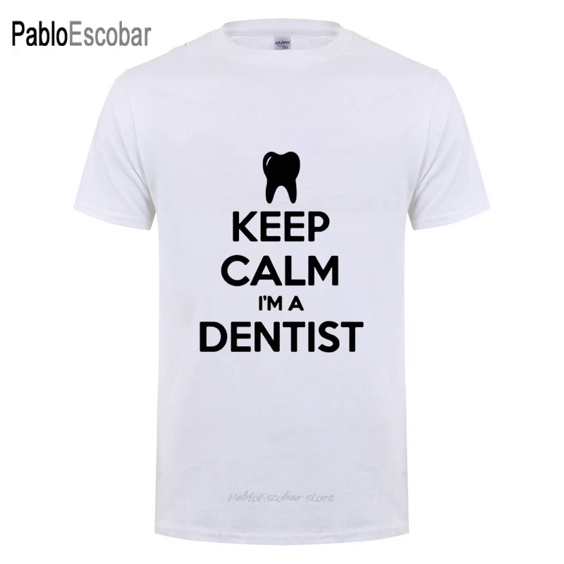 Keep Calm I'm A Dentist T Shirt Men O Neck Casual Summer Tops Tee Cotton T-Shirt Funny Birthday Gift For Dental Tshirt | Мужская