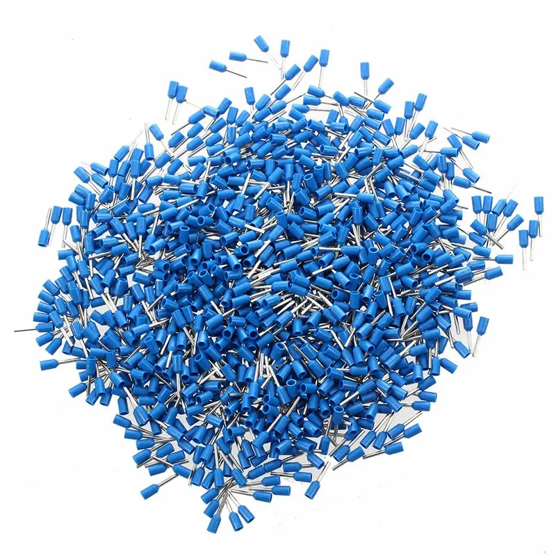 Синий ПВХ рукав изолированный Pin обжимные клеммы разъем для 21 AWG 1000 шт|Терминалы| |