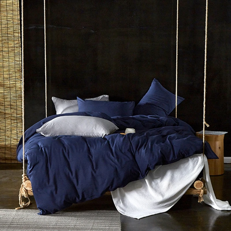 

Soft Washed Cotton Bedding Set Solid Color Bedlinen Twin Queen King Duvet Cover Bed Sheet Pillowcase Adult Luxurious Bedclothes