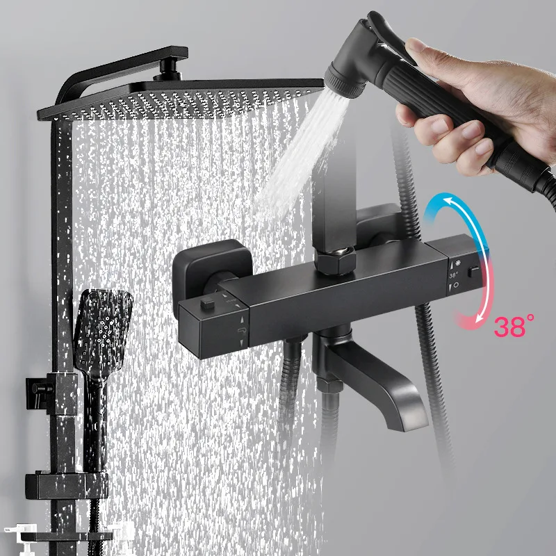 Смеситель для душа термостатический черный AT7 | Строительство и ремонт