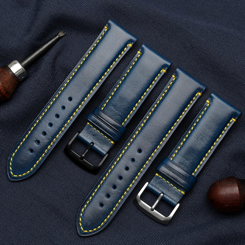 The leather strap is suitable for citizen Blue Angel AT8020 JY8078 second generation aviation Eagle leather 22 23mm