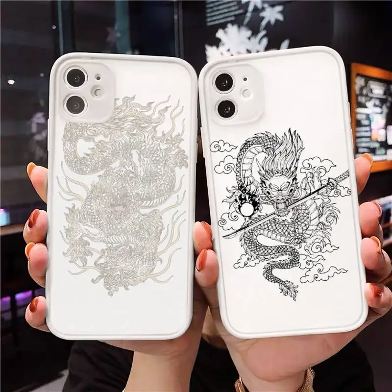 

Yellow Chinese Dragon Phone Case Matte Transparent for iPhone 7 8 11 12 s mini pro X XS XR MAX Plus cover funda