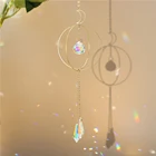 Лунный Ловец Солнца, Луна и кольца + Радужный кристалл, подвесной кристалл, Призма автомобиля, кристалл, Декор зеркала заднего вида, радуги