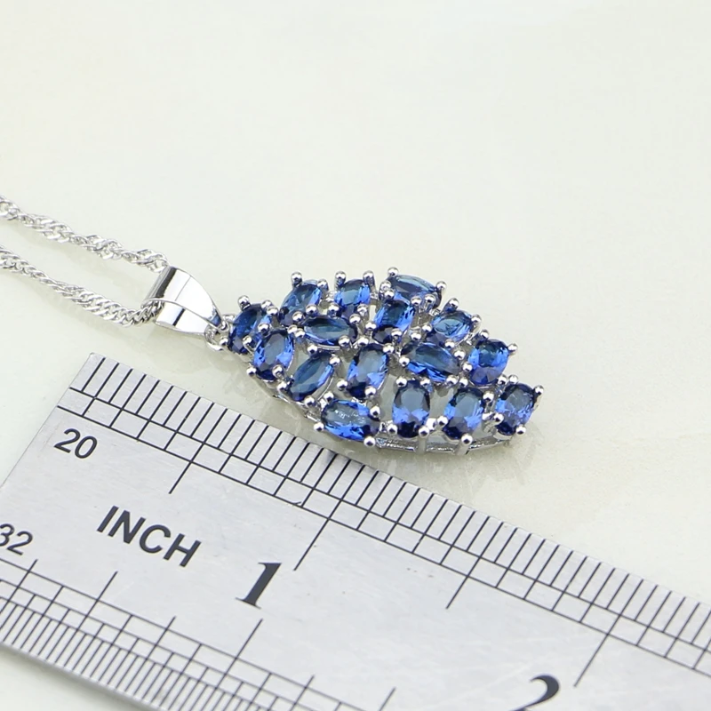 Комплект ювелирных изделий из стерлингового серебра 925 пробы с голубыми камнями