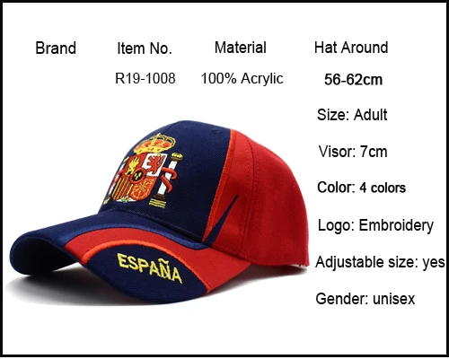 LIBERWOOD Brand hat Spain Espana Country Flag Baseball Cap Hats men female casual Sport Adjustable Cap Embroidered Spanish Gift