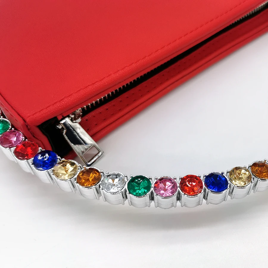 

Colour Diamond Circular Evening Bag Women 2020 New Round Handle Rhinestone Dinner Clutch Purse Ladies Half Moon Handbag Fashion