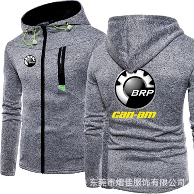 

New Men Jacket for BRP Can-am Logo Print Casual HipHop Harajuku color Hooded Fleece Sweatshirts zipper Hoodies Man Clothing