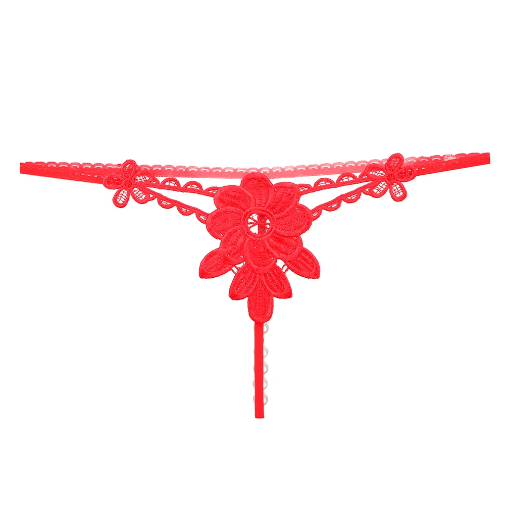 Женские кружевные трусики с Т образной спинкой стринги и бусинами
