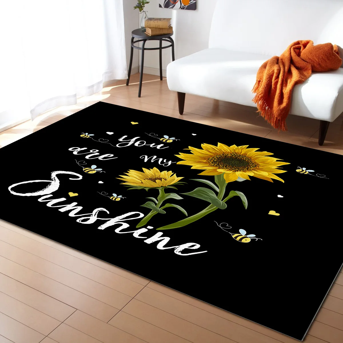

You Are My Sunshine Sunflowers Bee Carpets for Living Room Bedroom Area Rug Kids Room Play Mat 3D Printed Home Large Carpet