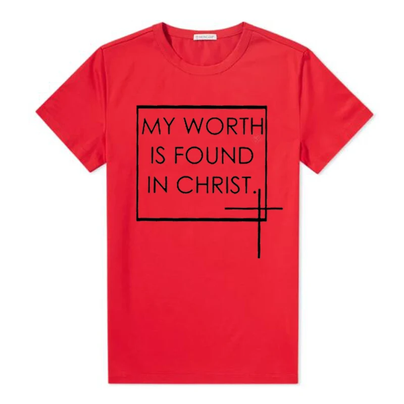 Футболка с надписью My Worth Is Found In христос женские модные топы христианской верой