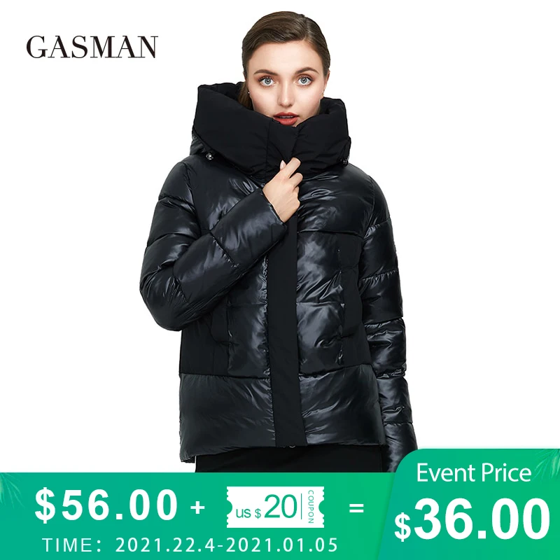GASMAN 2021 черная Лоскутная Модная брендовая женская зимняя куртка Женское пальто