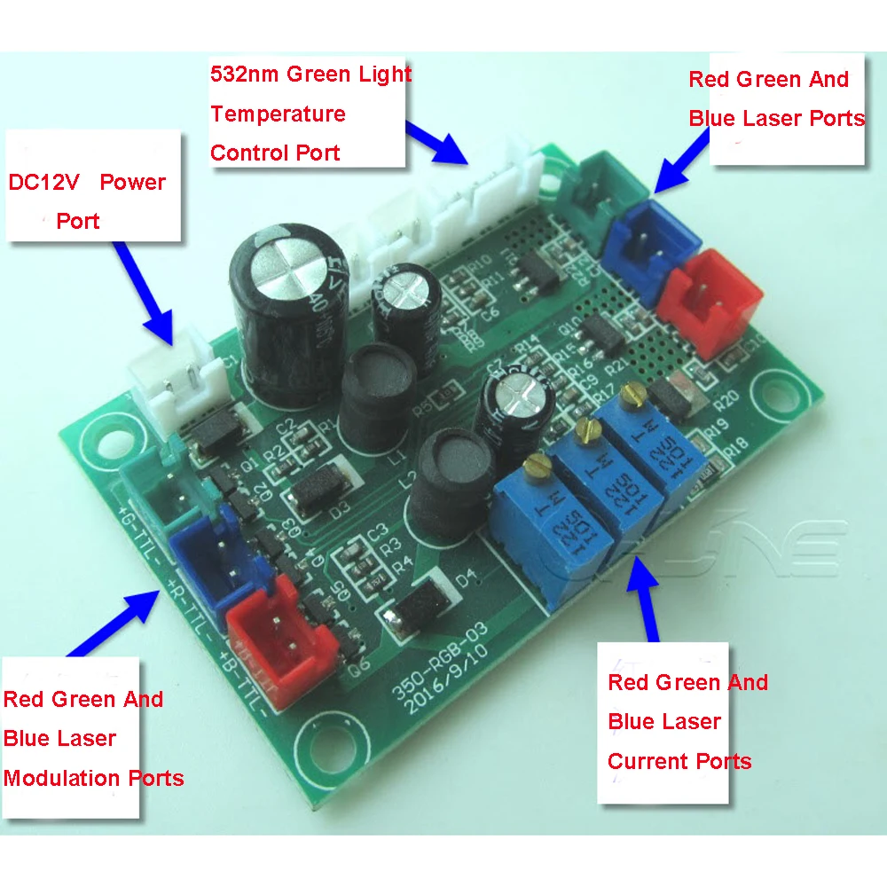 

RGB Synthetic White 520-450-638nm 500mW Red Green And Blue Laser Drive Circuit
