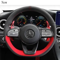 for mercedes benz e class e300l e260 glc c260l c200 hand stitched leather suede car steering wheel cover interior accessories
