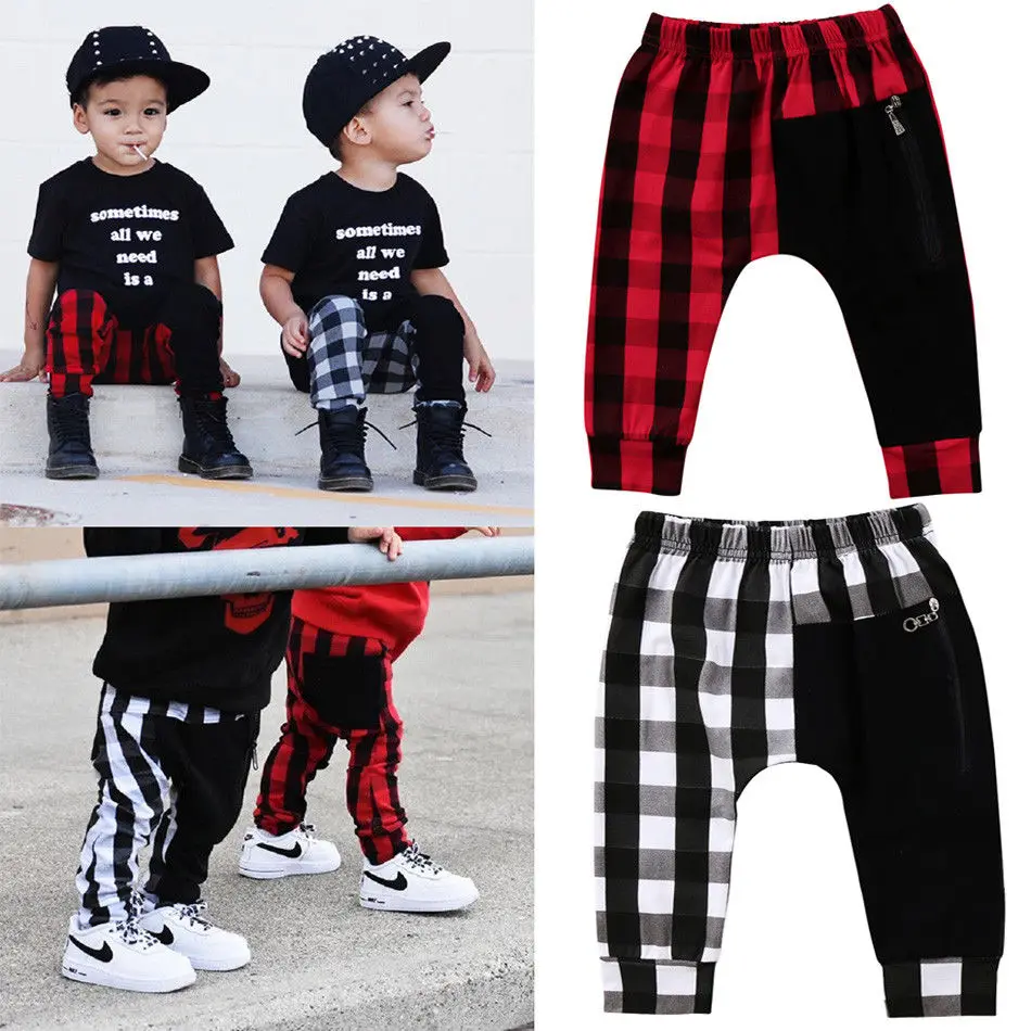 

Pudcoco Spring Autumn Children Baby Boy Pants Toddler Kids Boys Plaid Bottom Trousers Casual Harem Pants 1-6 Year