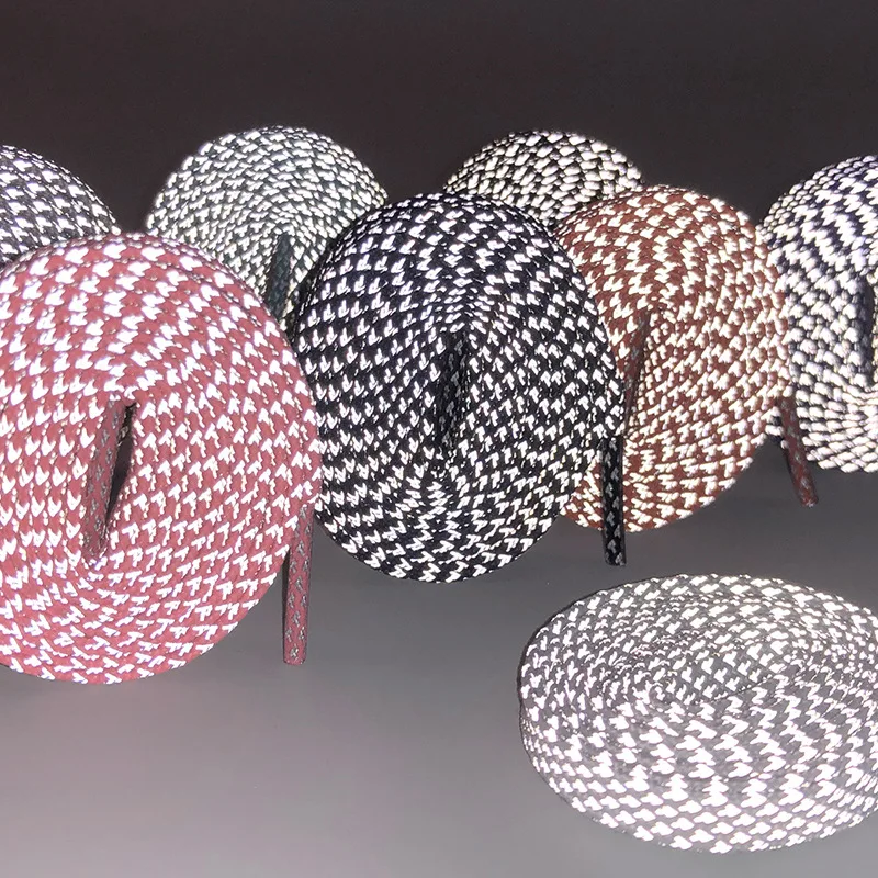 50 Pairs/Lot Fashion 3M Reflective Round Rope Shoes Lace Light Shoelaces Fluorescent Sneaker Shoestrings Sport Shoelaces