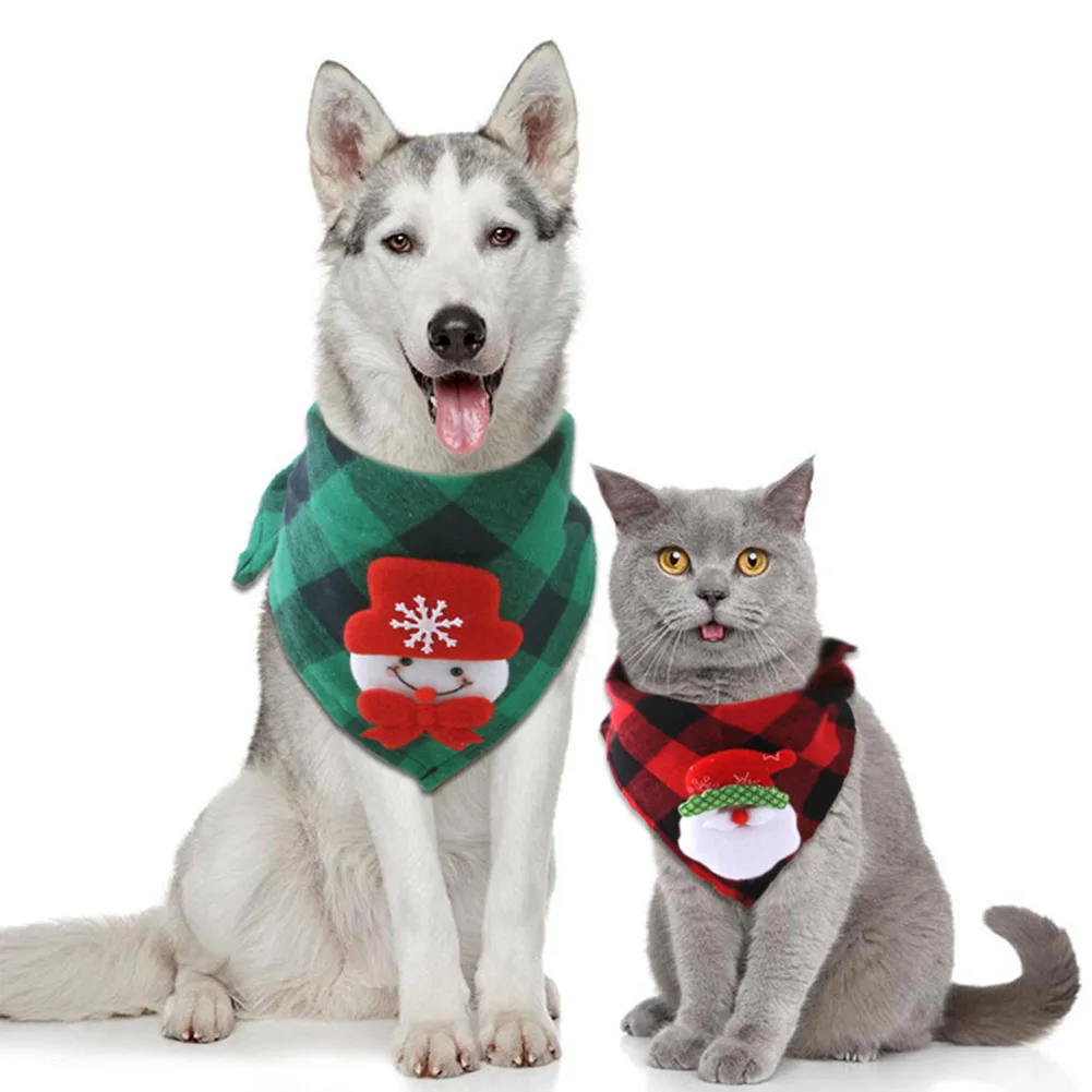 

Christmas Pet Bib Cat Dog Puppy Scarf Winter Neckerchief Elk Snowman Santa Claus Trees Christmas Props Holiday Festival New Year