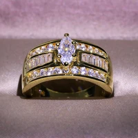 fashion charm golden ring round three layer crystal ring classic temperament ring new european and american popular products