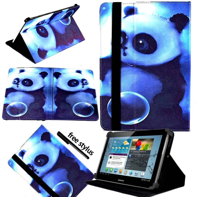 Panda KK&LL для samsung Galaxy Tab p5100 10,1 дюймов-кожаный Смарт-планшет стенд Чехол-книжка+ Бесплатный стилус - Цвет: Panda