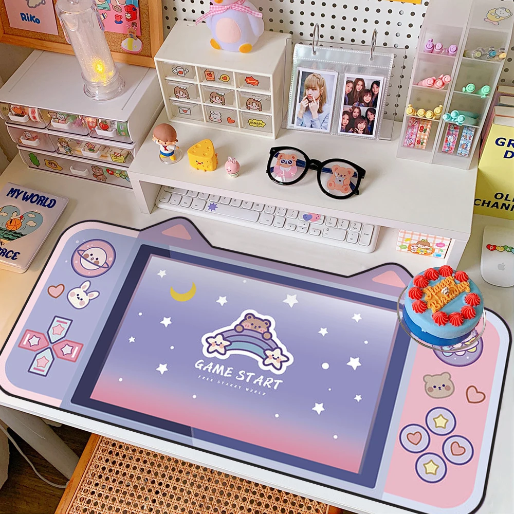 

Cartoon Cat Ear kawaii Mouse Pad 40x80cm Large Keyboard desk mat For Laptop Notebook Gamer Pad Anti-slip Natural Rubber Mousepad