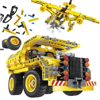 construction city engineering excavator crane high tech car truck airplane roller building blocks bricks stem toys for children