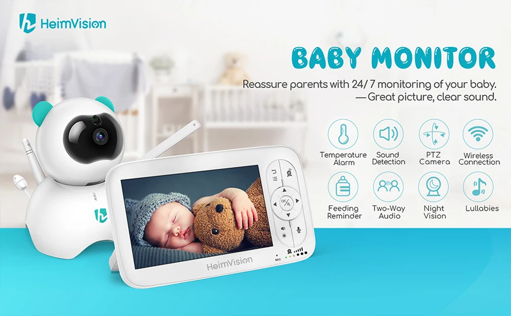 HeimVision HM136 5.0 Inch Baby Monitor with Camera Wireless Video Nanny 720P HD Security Night Vision Temperature Sleep Camera cctv security cameras