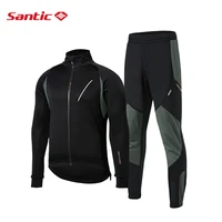santic men cycling jacket set winter long sleeve thermal windproof bike jacket mtb pant bicycle suit cycling clothing asian size