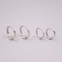 1 pair new solid pure 18k white gold earrings women 1 5mmw smooth hoop earrings 0 7 1 1g