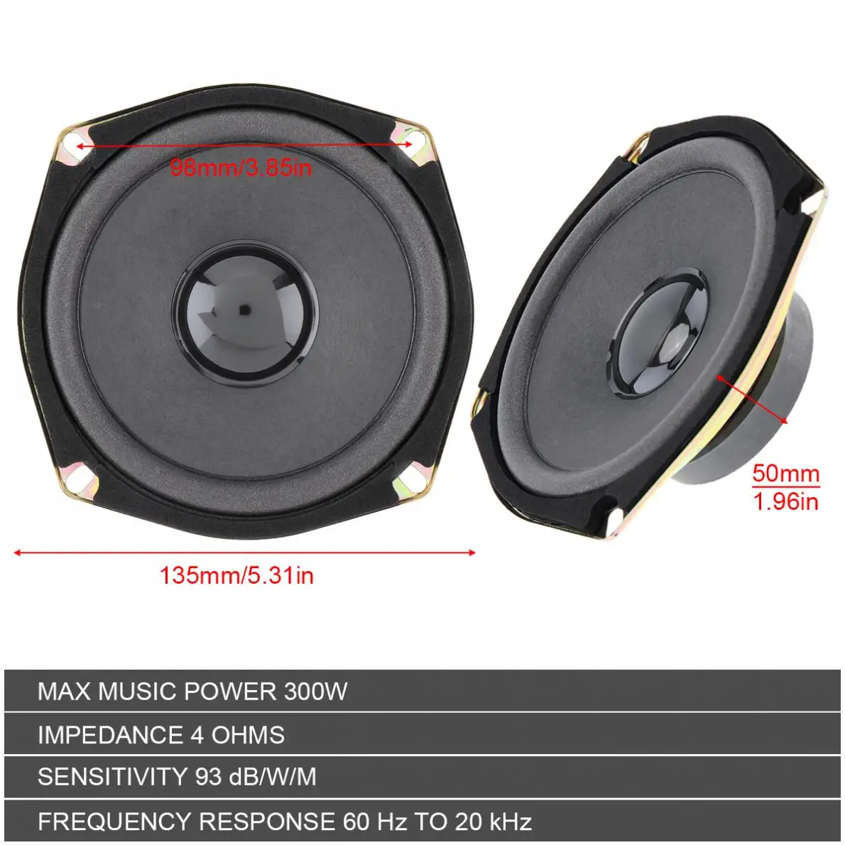 Автомобильный коаксиальный динамик 5 дюймов 300 Вт|Коаксиальные колонки| |