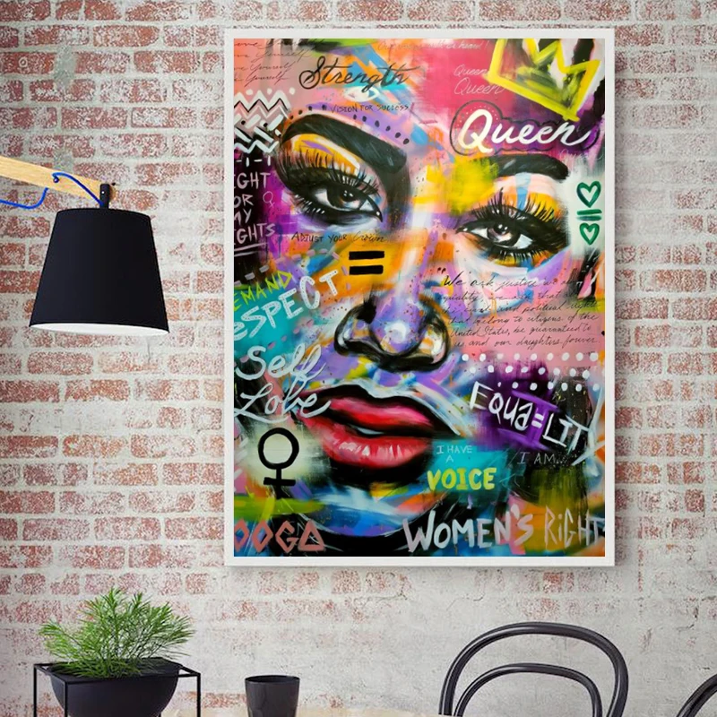 

Abstract Woman Face Graffiti Canvas Painting Street Art Posters And Prints Pop On The Wall Art For Living Room Decor Watercolor