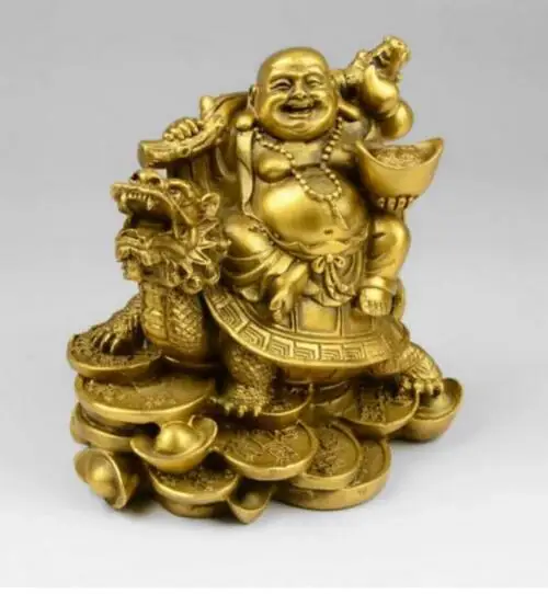 Chinese bronze statue, wealth, money, laughter, turtle Maitreya