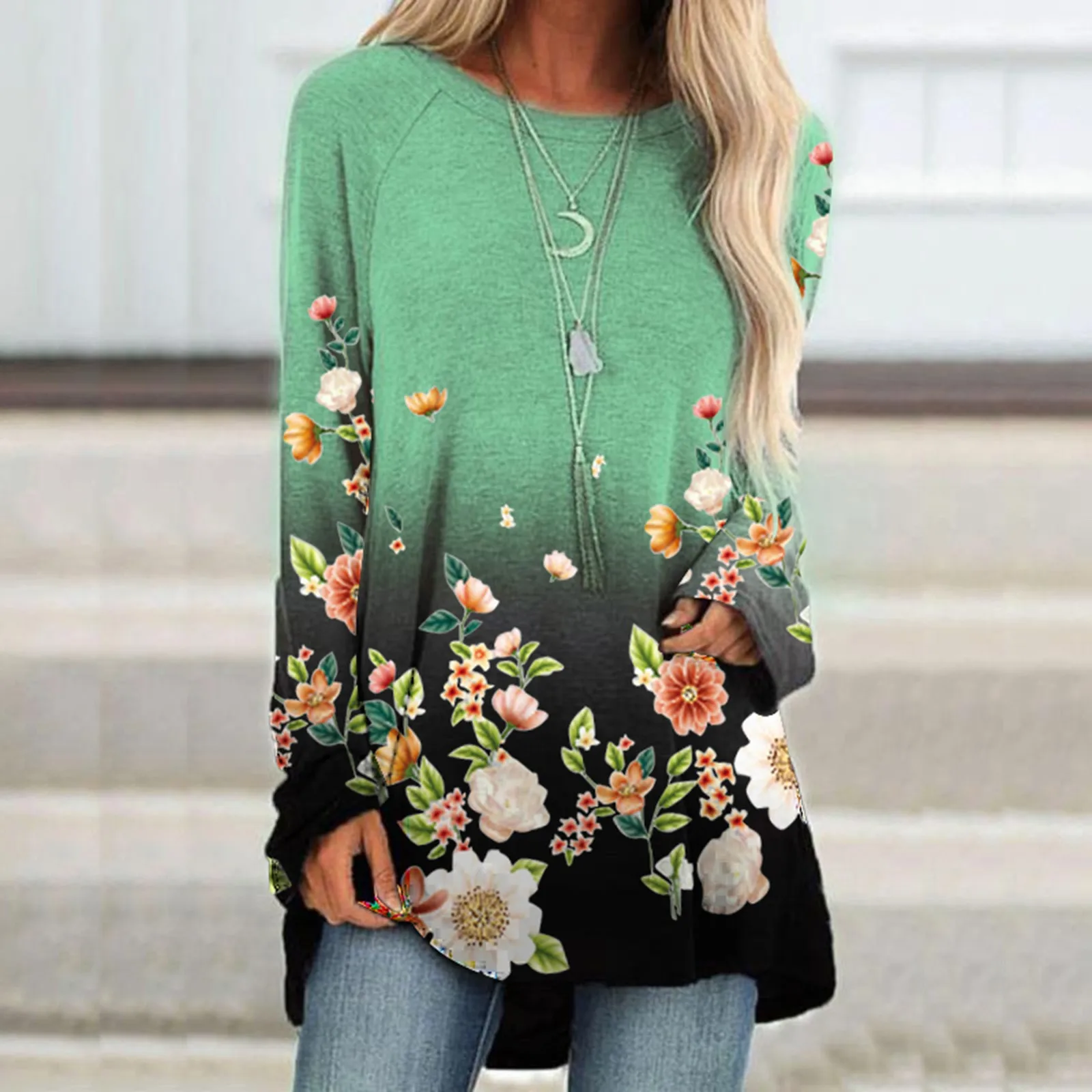 

Women's New T-shirt Butterfly Flower Shirt Printed Button Long Sleeve Loose Top blouses tops women 2021 blouse women shirts