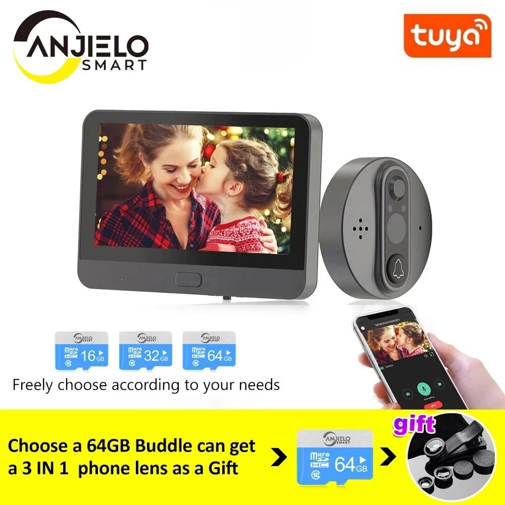  Умный видеодомофон с Wi-Fi, 720P, камера для домашней безопасности, HD ночное видение, пассивный датчик движения, управление через приложени…